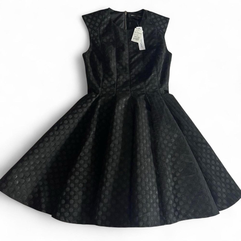 NWT A-line black dress with a printed polka dot pattern